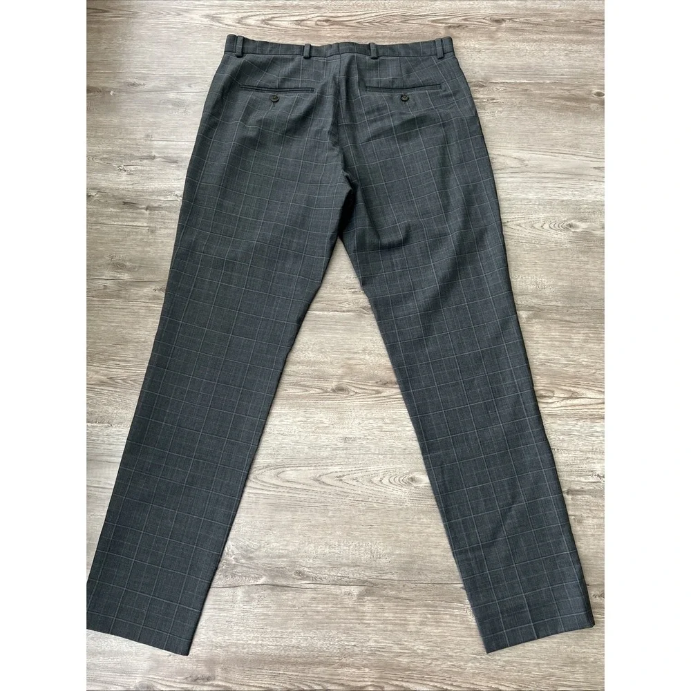 Club Monaco Sutton Slim Fit Pants Mens 32x32 Gray Plaid Wool Blend